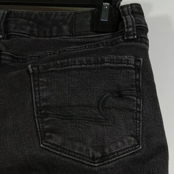 American Eagle Black Denim Super Stretch Skinny Jeans Size 0 - Picture 5 of 8